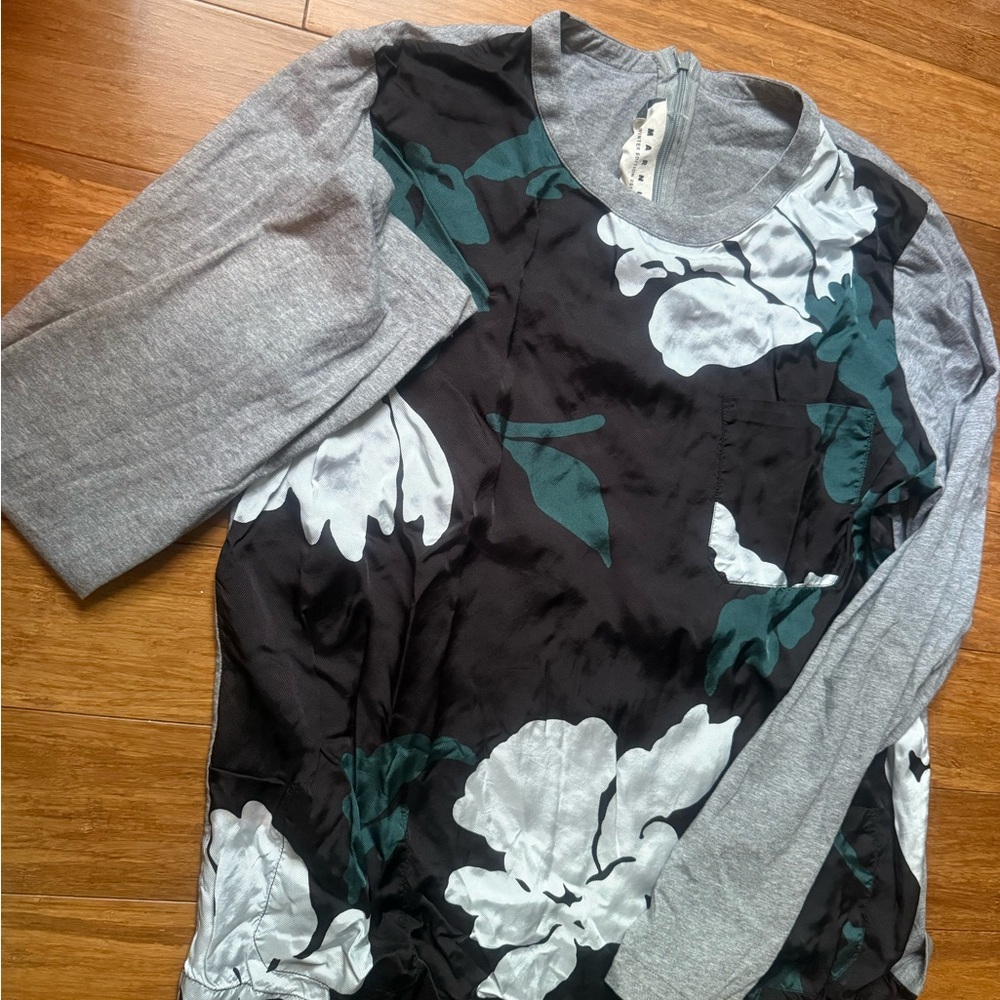 Marni Black and Gray Floral Blouse